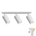 Spot LED RGBW dimmable pour salle de bains TURYN 3xGU10/6W/230V 3000K Wi-Fi IP44 blanc