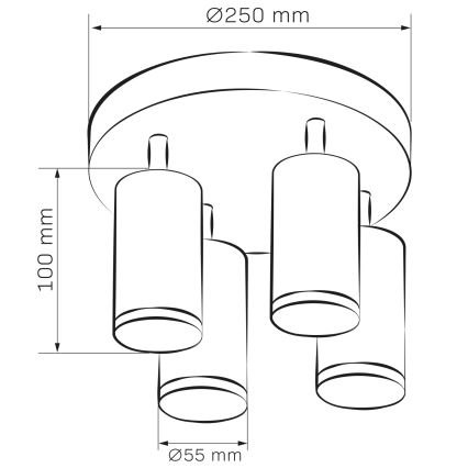 Spot LED RGBW dimmable pour salle de bains TURYN 4x GU10 / 4,8W / 230V / 3000K / IP44 blanc + télécommande