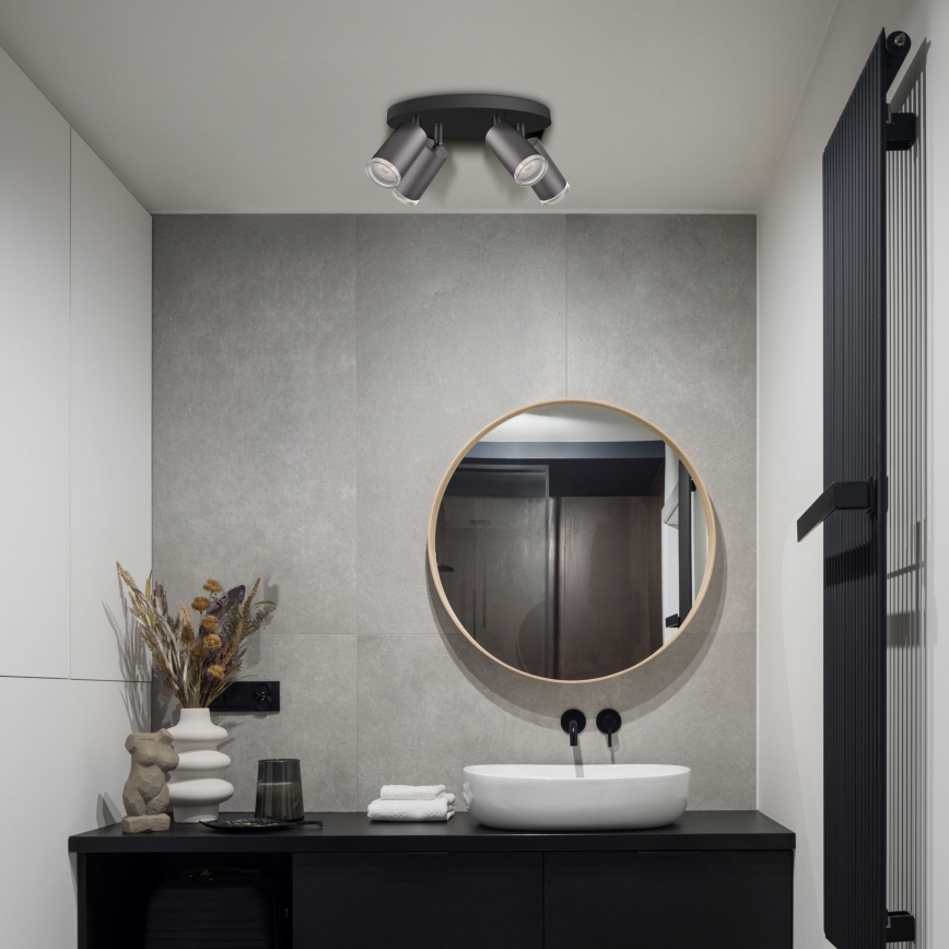 Spot LED RGBW dimmable pour salle de bains TURYN 4xGU10/6,5W/230V 2700-6500K Wi-Fi IP44 noir