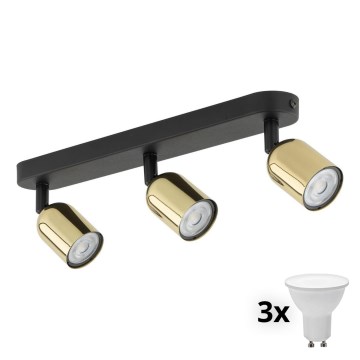 Spot LED TOP 3xGU10/10W/230V noir/doré