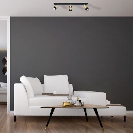 Spot LED TUBSSON 3xGU10/4,8W/230V noir/doré