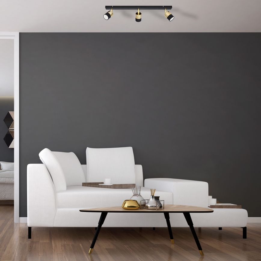 Spot LED TUBSSON 3xGU10/4,8W/230V noir/doré