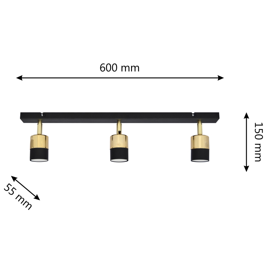 Spot LED TUBSSON 3xGU10/4,8W/230V noir/doré