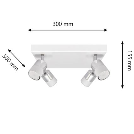 Spot LED TUBSSON 4xGU10/4,8W/230V blanc/chrome brillant
