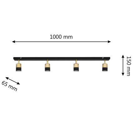 Spot LED TUBSSON 4xGU10/4,8W/230V noir/doré