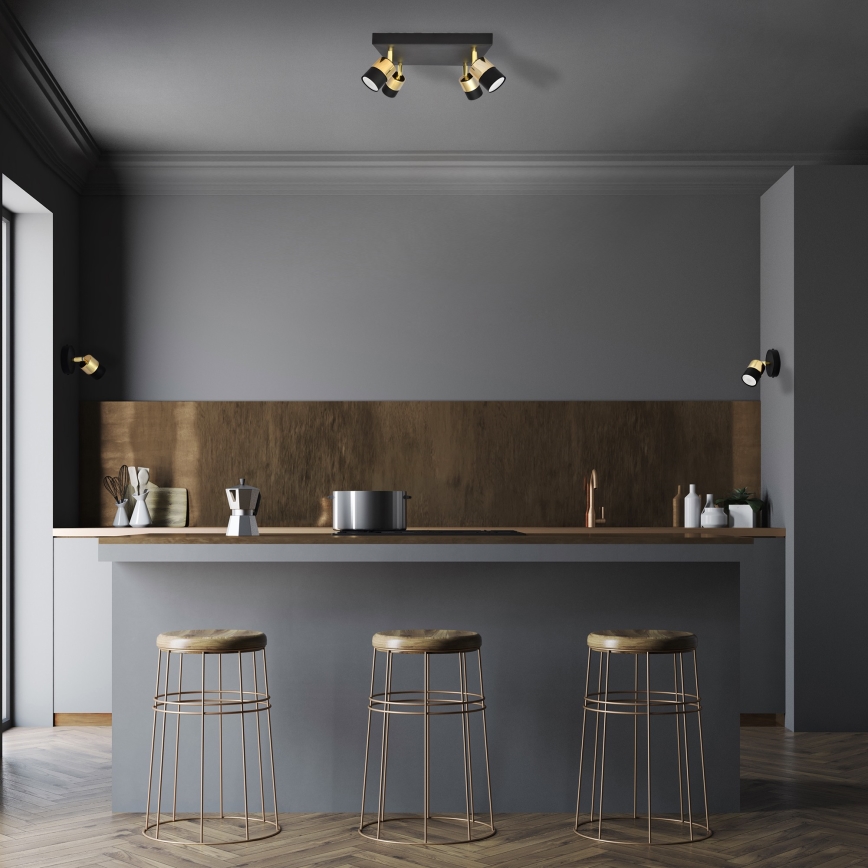 Spot LED TUBSSON 4xGU10/4,8W/230V noir/doré