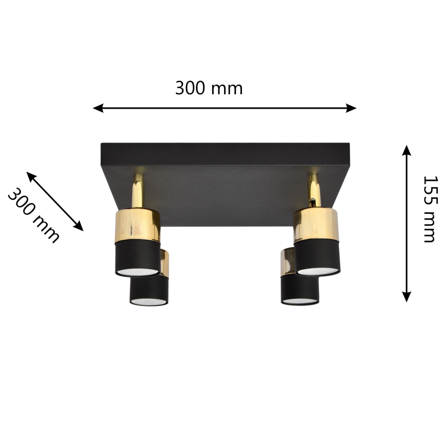 Spot LED TUBSSON 4xGU10/4,8W/230V noir/doré