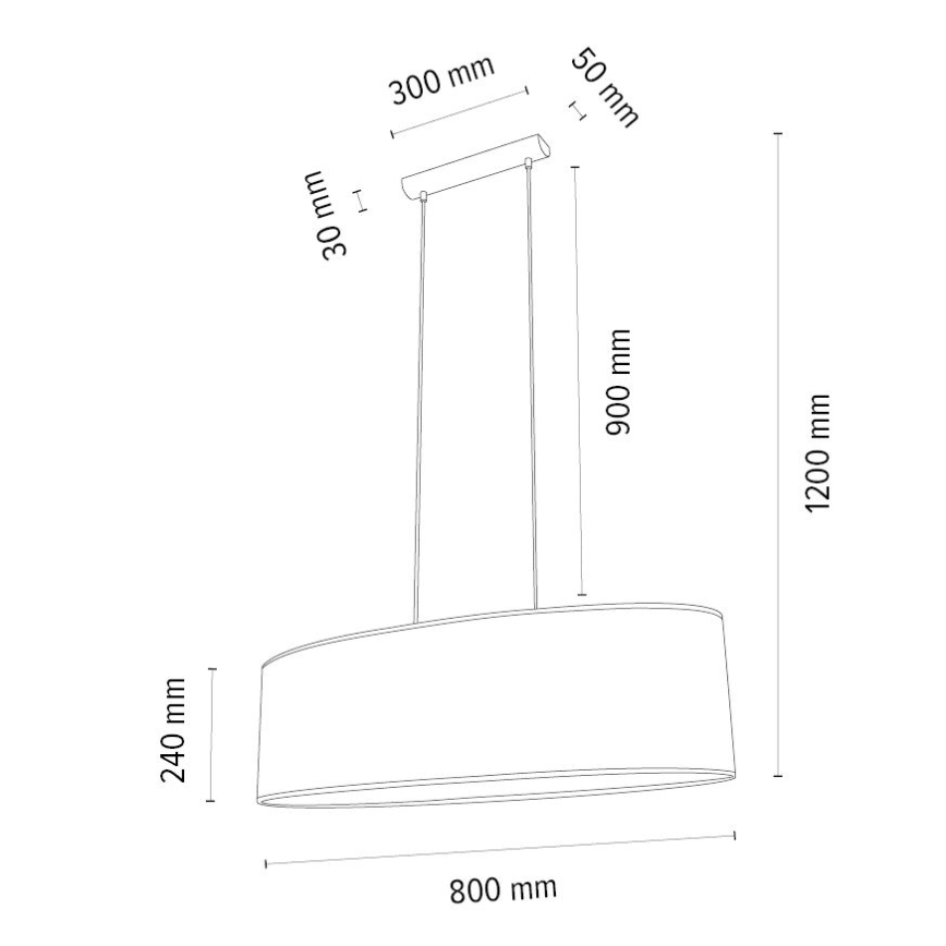 Lampadario a cavo MERCEDES 2xE27/40W/230V bianco/rovere