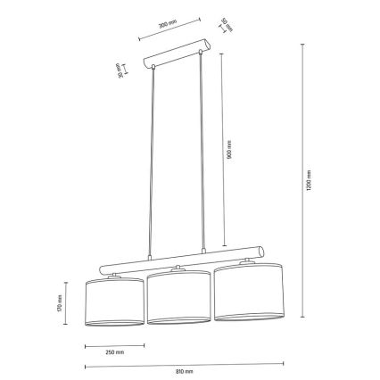 Hängeleuchte MERCEDES 3xE27/40W/230V cremefarben/Eiche