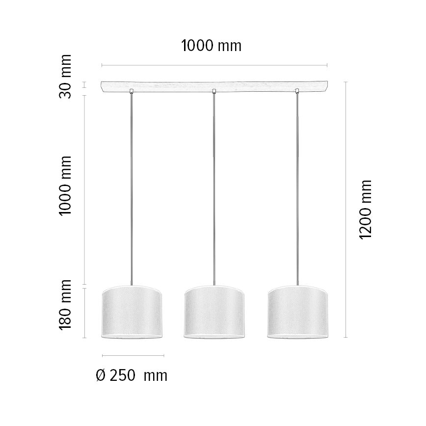 Hängeleuchte BENITA 3xE27/40W/230V weiß/Eiche