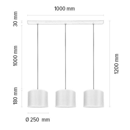 Suspension filaire BENITA 3xE27/40W/230V blanc/chêne