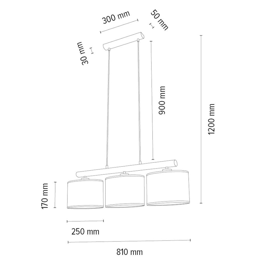 Pendelleuchte an Kabel MERCEDES 3xE27/40W/230V braun/Eiche