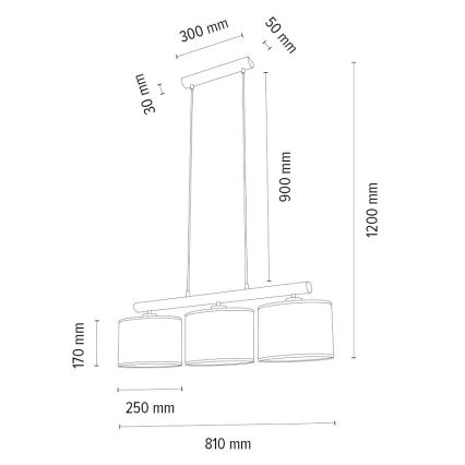 Lampadario a sospensione con filo MERCEDES 3xE27/40W/230V marrone/quercia