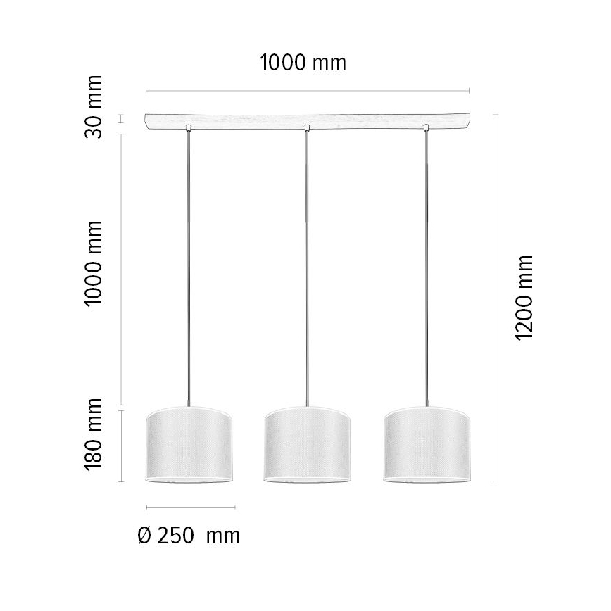 Suspension sur câble BENITA 3xE27/40W/230V crème/chêne