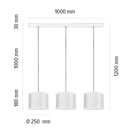 Pendelleuchte an Kabel BENITA 3xE27/40W/230V braun/Eiche