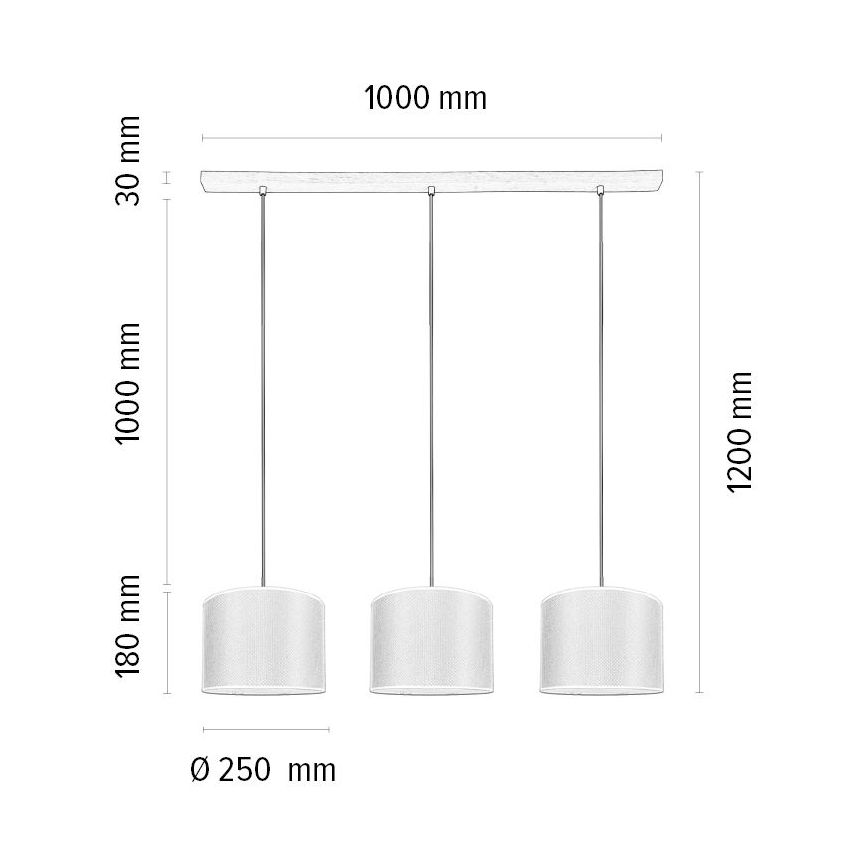 Suspension filaire BENITA 3xE27/40W/230V marron/chêne