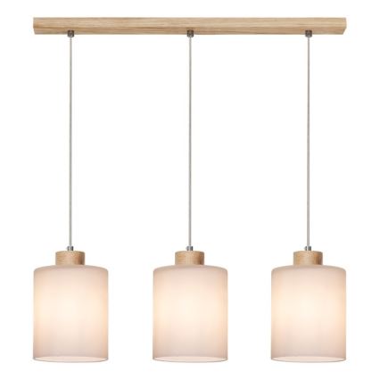 Lampadario a sospensione con filo ZEFIR 3xE27/60W/230V quercia