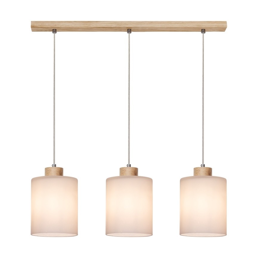 Lampadario a sospensione con filo ZEFIR 3xE27/60W/230V quercia