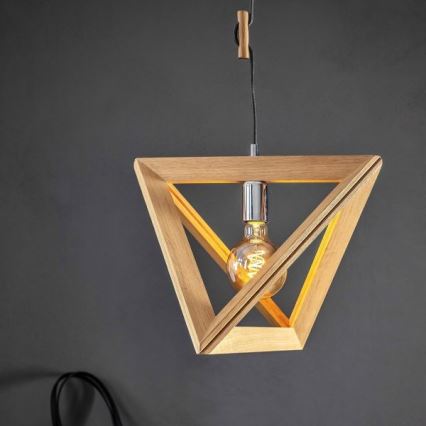 Suspension filaire TRIGONON 1xE27/60W/230V chêne mat