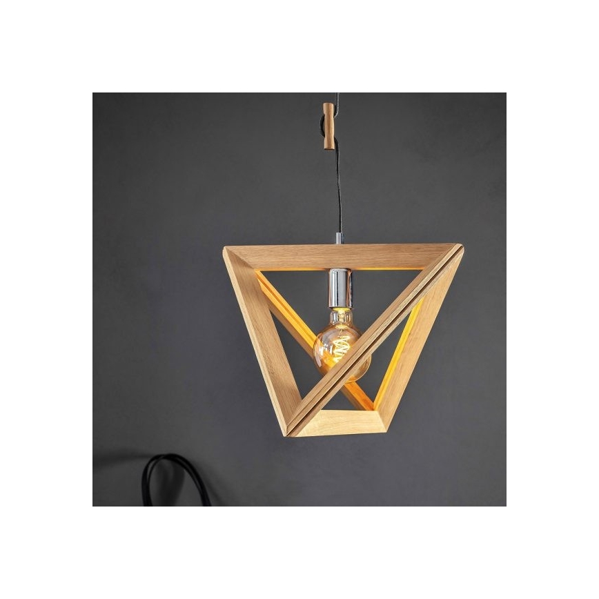 Suspension filaire TRIGONON 1xE27/60W/230V chêne mat
