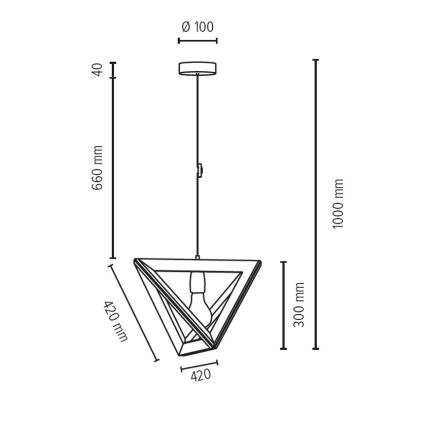 Suspension filaire TRIGONON 1xE27/60W/230V chêne mat