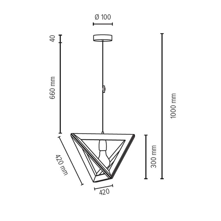 Suspension filaire TRIGONON 1xE27/60W/230V chêne mat