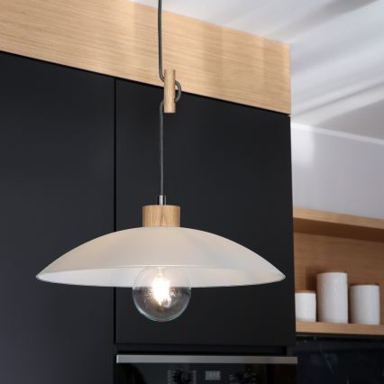 Lampadario a sospensione con filo JONA 1xE27/60W/230V quercia