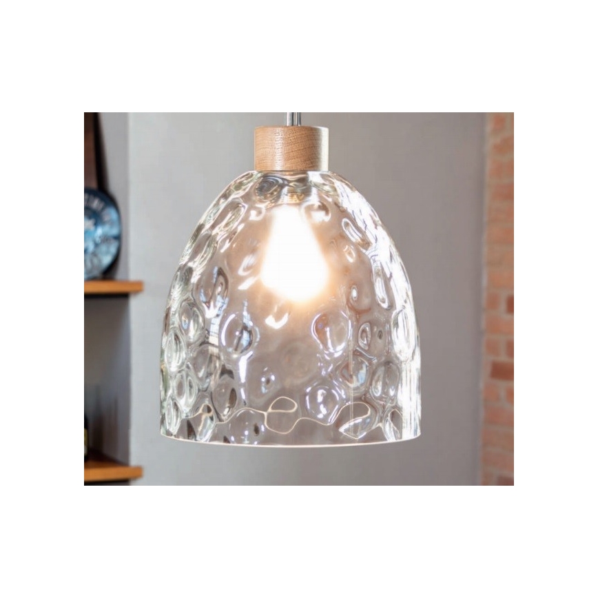 Lampadario a sospensione con filo ALESSANDRO 1xE27/60W/230V quercia