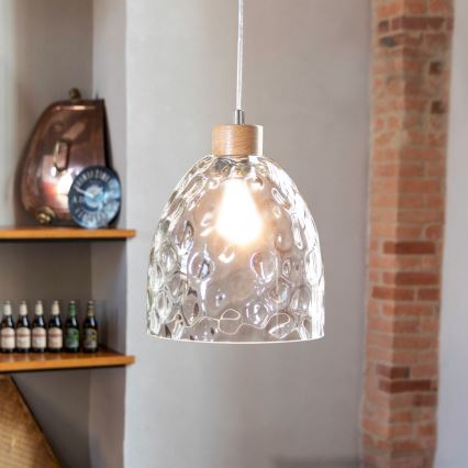 Lampadario a sospensione con filo ALESSANDRO 1xE27/60W/230V quercia