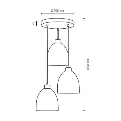 Suspension filaire AURA 3xE27/60W/230V hêtre