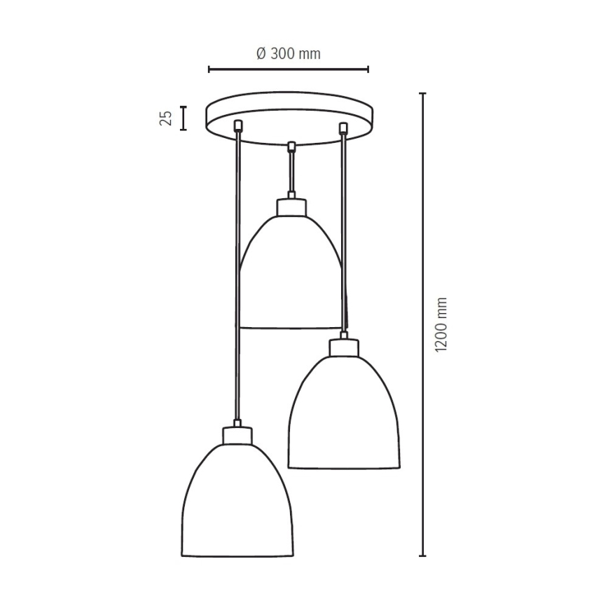 Suspension filaire AURA 3xE27/60W/230V hêtre