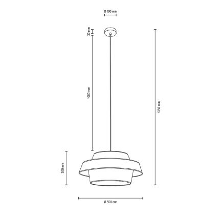 Lampadario a cavo PRETO GOLD 1xE27/60W/230V