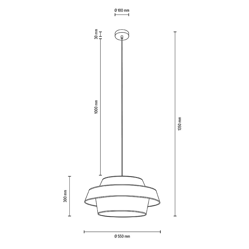 Lampadario a cavo PRETO GOLD 1xE27/60W/230V