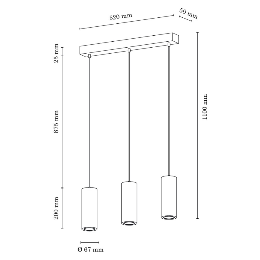 Suspension filaire LED PIPE 3xGU10/5W/230V chêne mat - certifié FSC