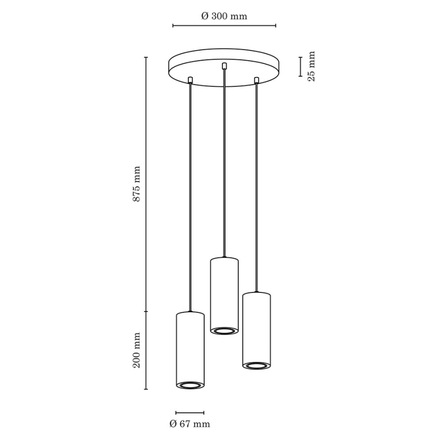 LED-Hängeleuchte an Schnur PIPE 3xGU10/5W/230V Eiche matt – FSC-zertifiziert