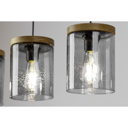Lampadario a sospensione con filo MONSUN 1xE27/60W/230V pino