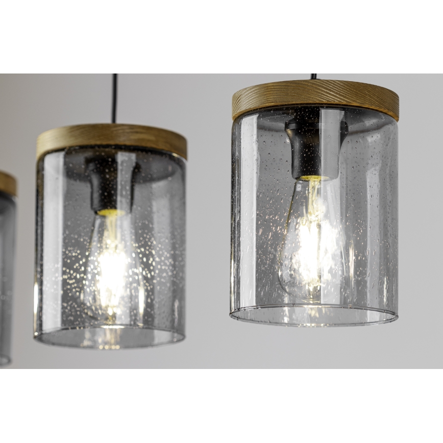 Lampadario a sospensione con filo MONSUN 1xE27/60W/230V pino