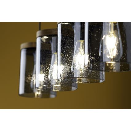 Lampadario a sospensione con filo MONSUN 1xE27/60W/230V pino