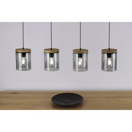 Lampadario a sospensione con filo MONSUN 1xE27/60W/230V pino