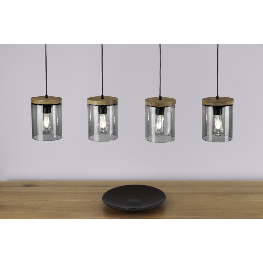 Lampadario a sospensione con filo MONSUN 1xE27/60W/230V pino