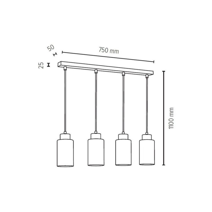 Deckenleuchte an Seil BOSCO 4xE27/60W/230V