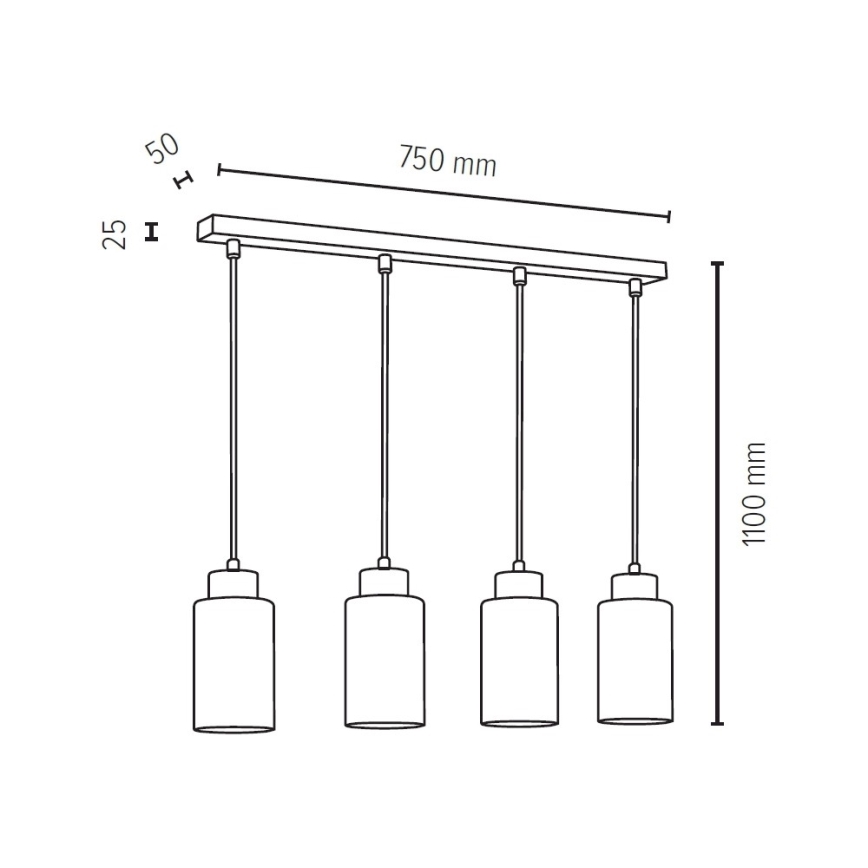 Suspension filaire BOSCO 4xE27/60W/230V Bouleau