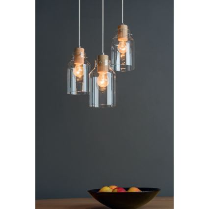 Lampadario a sospensione con filo ALESSANDRO 1xE27/60W/230V quercia
