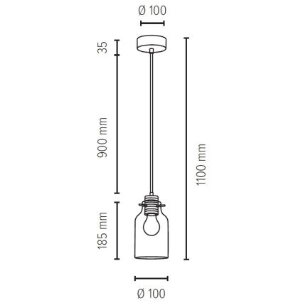 Lampadario a sospensione con filo ALESSANDRO 1xE27/60W/230V quercia