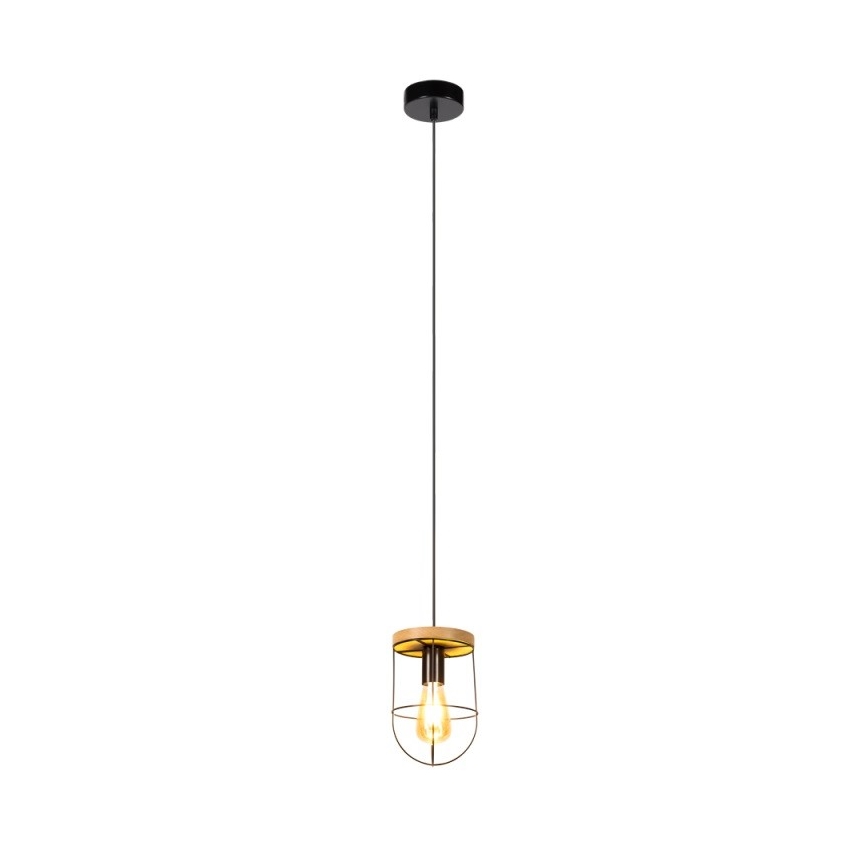 Lampadario a sospensione con filo NETUNO 1xE27/60W/230V quercia