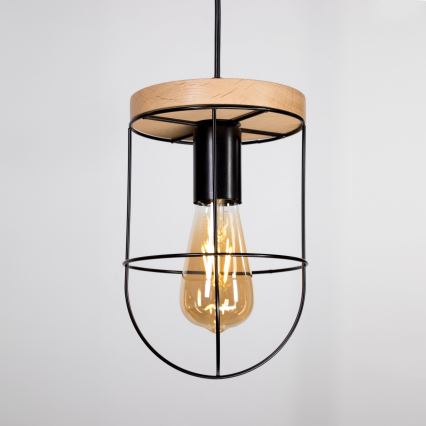 Lampadario a sospensione con filo NETUNO 1xE27/60W/230V quercia