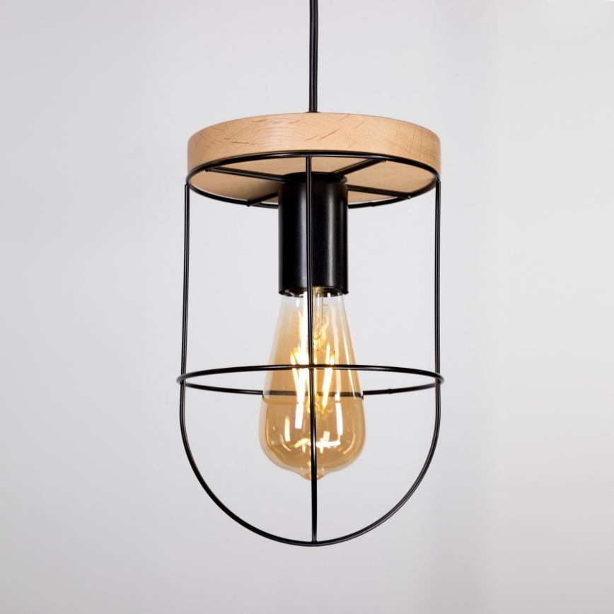 Lampadario a sospensione con filo NETUNO 1xE27/60W/230V quercia