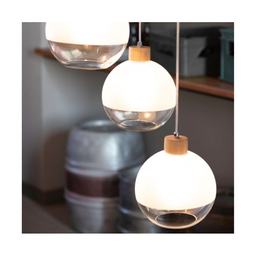 Suspension filaire ALESSANDRO 1xE27/60W/230V chêne - certifié FSC
