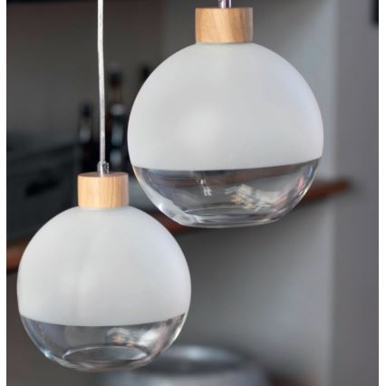 Lampadario a sospensione con filo LINEA 3xE27/60W/230V quercia