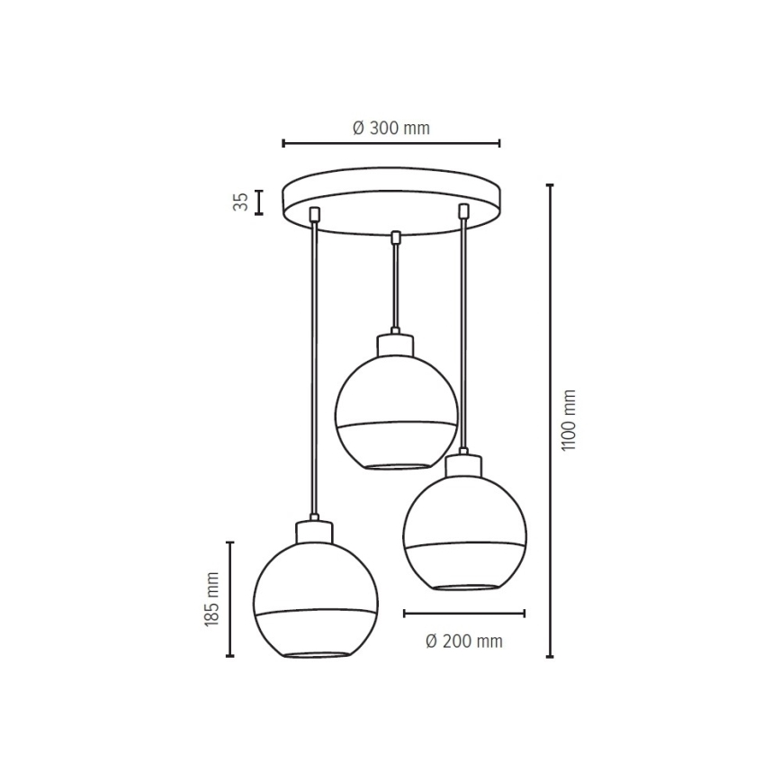Lampadario a sospensione con filo LINEA 3xE27/60W/230V quercia